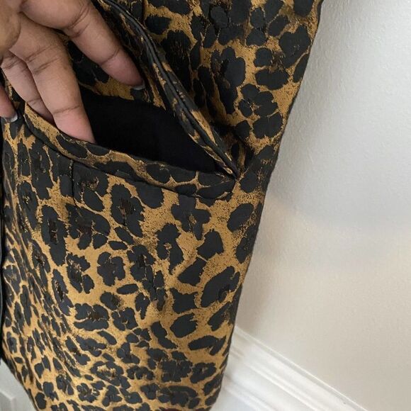 FRNCH Paris Adelphia Dress Button Down Jacquard Leopard Print Pockets NWT Size S - Picture 3 of 10